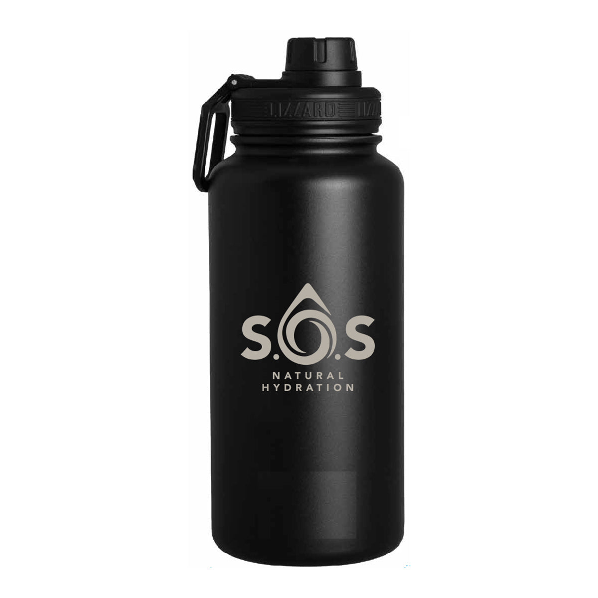 Lizzard 960ml Stainless Steel Flask – Black – SOS Hydration