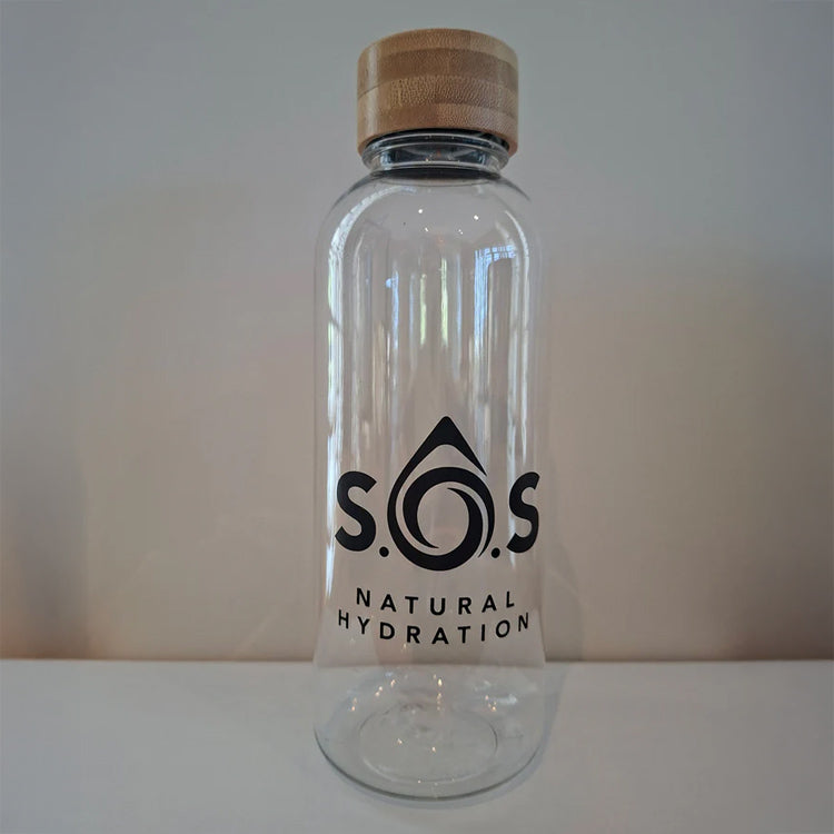 RPET 650ml Water Bottle with Bamboo Lid - Clear