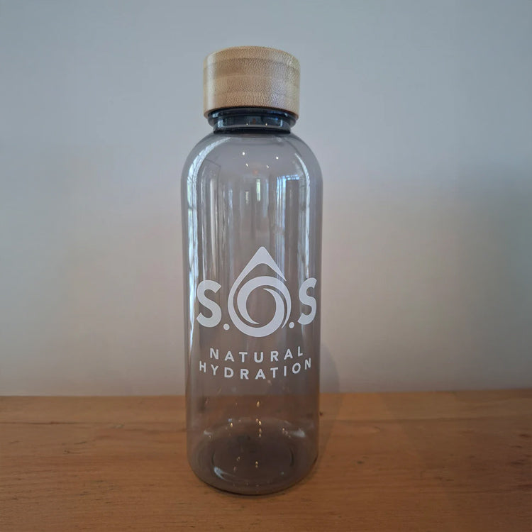 RPET 650ml Water Bottle with Bamboo Lid - Charcoal