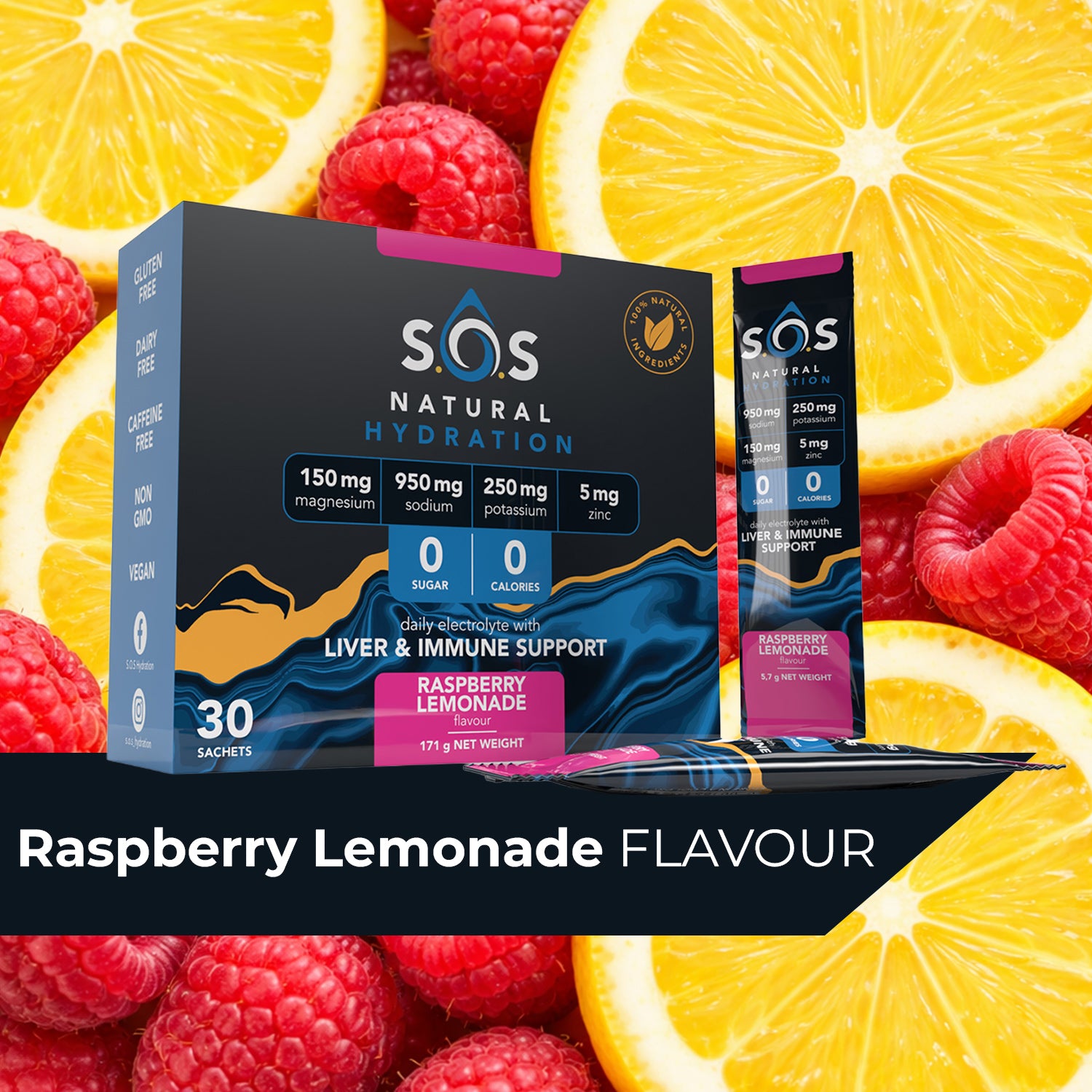 Pure Hydration Raspberry Lemonade (30 Sachets)